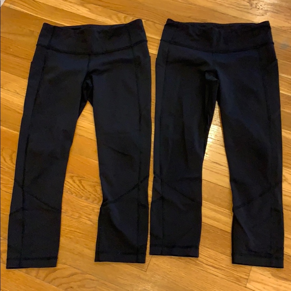 2 pairs Lululemon Pace Rival Crops size 6 black